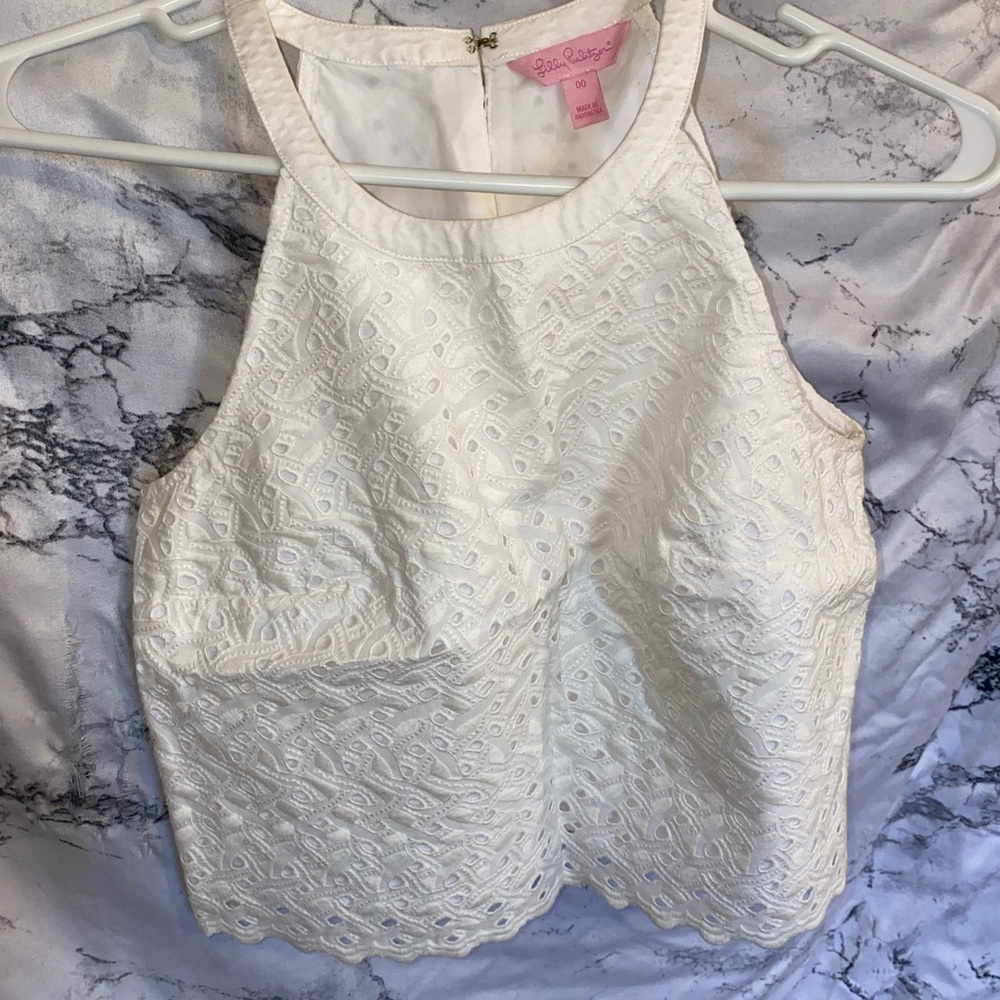 Lilly Pulitzer white eyelet crop top